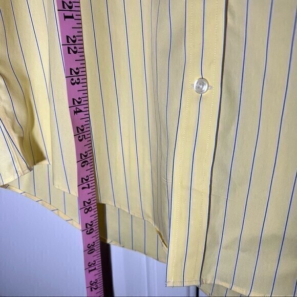 Land’s End Men’s Button Down Shirt 100% Cotton, Size 15-33 Yellow with stripes * - Picture 3 of 5
